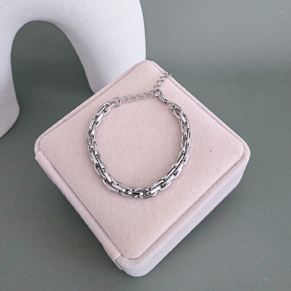 Stainless steel silver tone link bracelet new - Picture 2 of 4